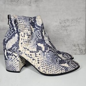 Steve Madden Jillian Snake Print‎ Leather Boot Pointed Black Heel Women's 8.5